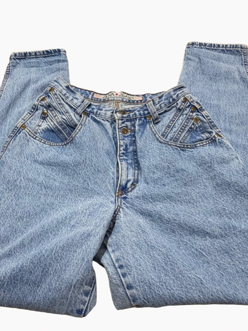 Vintage Zena Jeans 90s High Waist Button Fly Acid Wash Mom Jeans Size 9